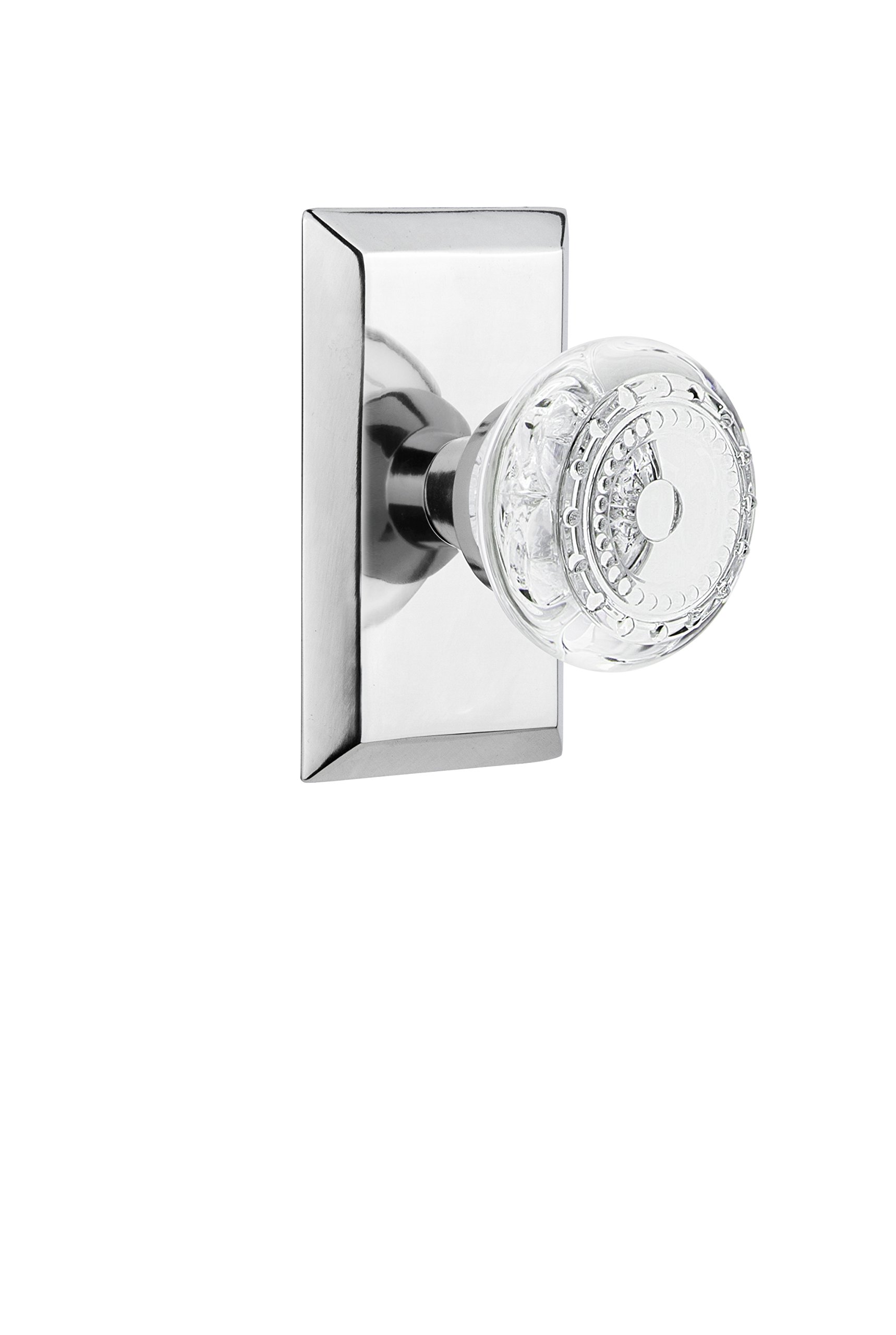 Nostalgic Warehouse753271 Studio Plate with Crystal Meadows Knob Single Dummy, Surface Mounted, Bright Chrome