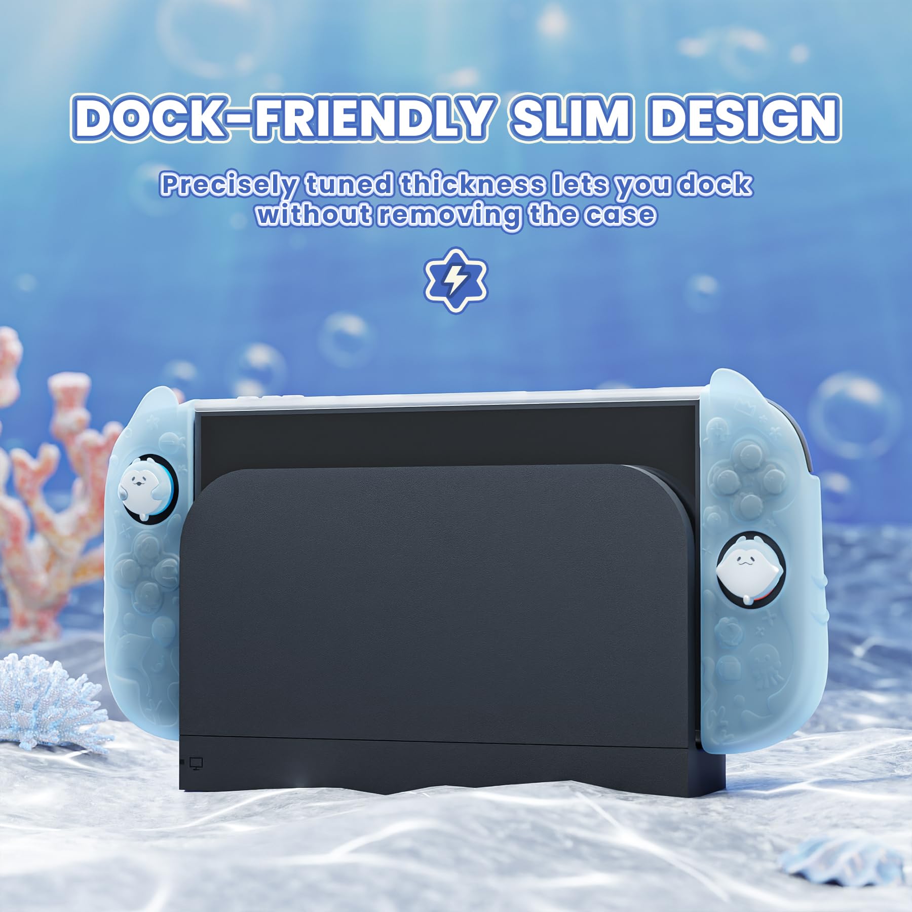 playvital Coque de Protection pour Nintendo Switch 2,Coque Rigide Dockable avec Grips en Silicone pour Switch 2 Joycon & Capuchons Joystick & Autocollant,Étui Housse Antichoc-Bleu Menthe