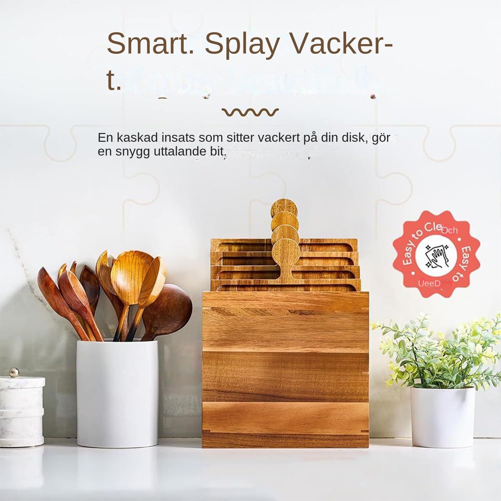 Bandeja de Servir Presentación Moderna De Madera Tipo Puzzle | Tabla de Quesos y Embutidos con Asas Para Carne Fruta Queso Aperitivo Tarta Postre Cocina Hogar Mesa Buffet