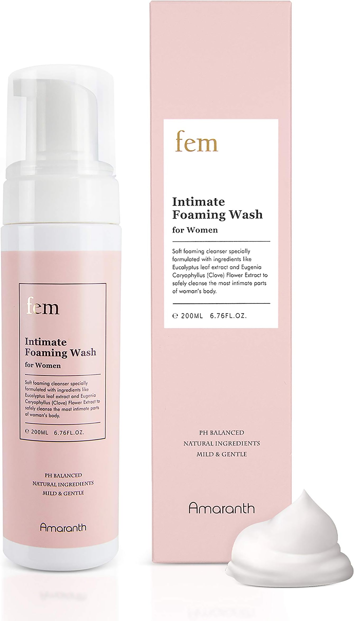 fem pH Balance Intimate Wash for Women, Feminine Wash for Sensitive Skin, Gentle Cleanser for Daily Use, Helps Eliminate Irritation, Itching, Odor (200ml / 6.8 fl oz)