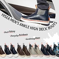 Vista 4 de HISEA Botas de cubierta para hombre, botas de pesca de agua salada, impermeables, botas de lluvia de alta tracción