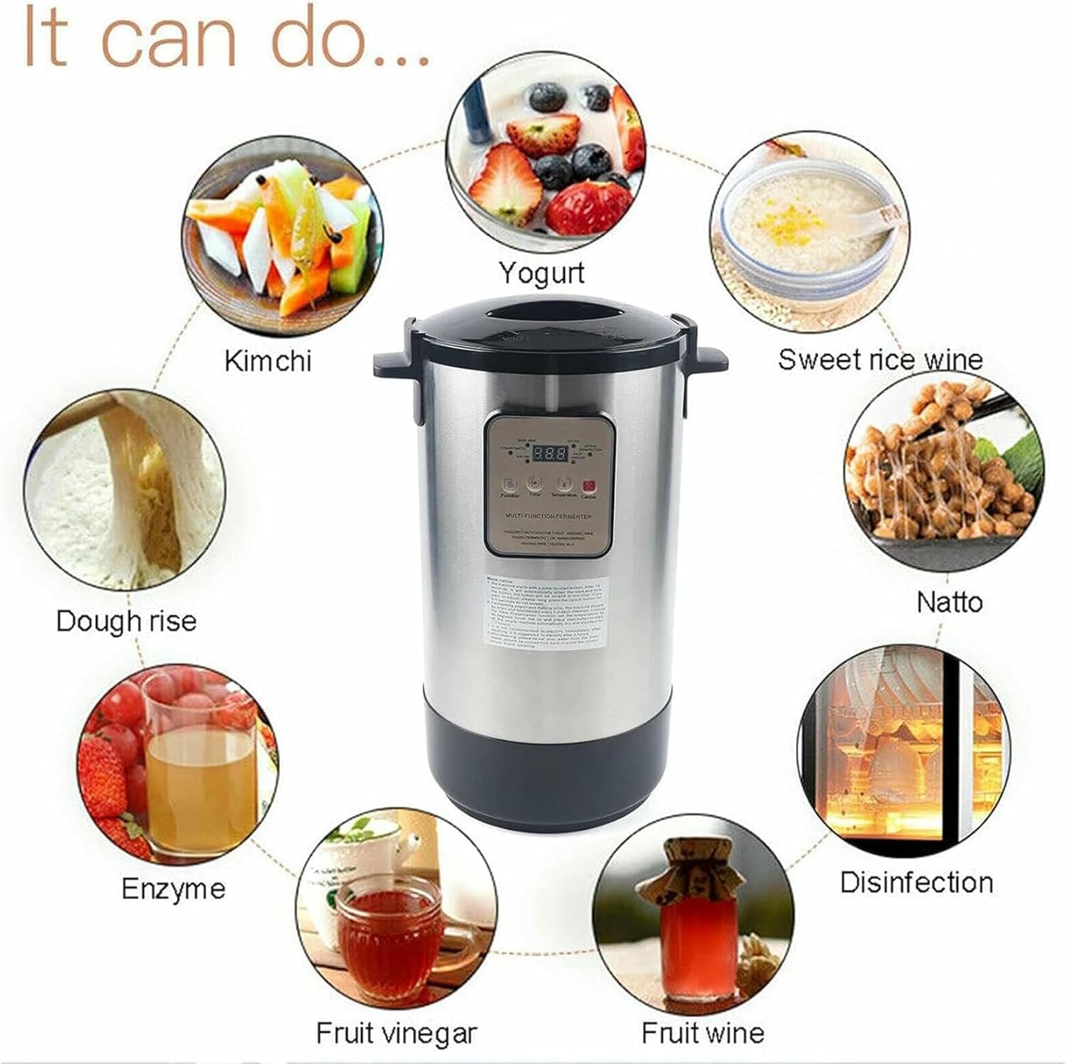12 L Yogurt Fermenter, Smart Yogurt Machine, Electrical Fermentation Machine, Time and Temperature Control, for Commercial Cuisine, Garlic, Yogurt, Pickles, Wine ~/