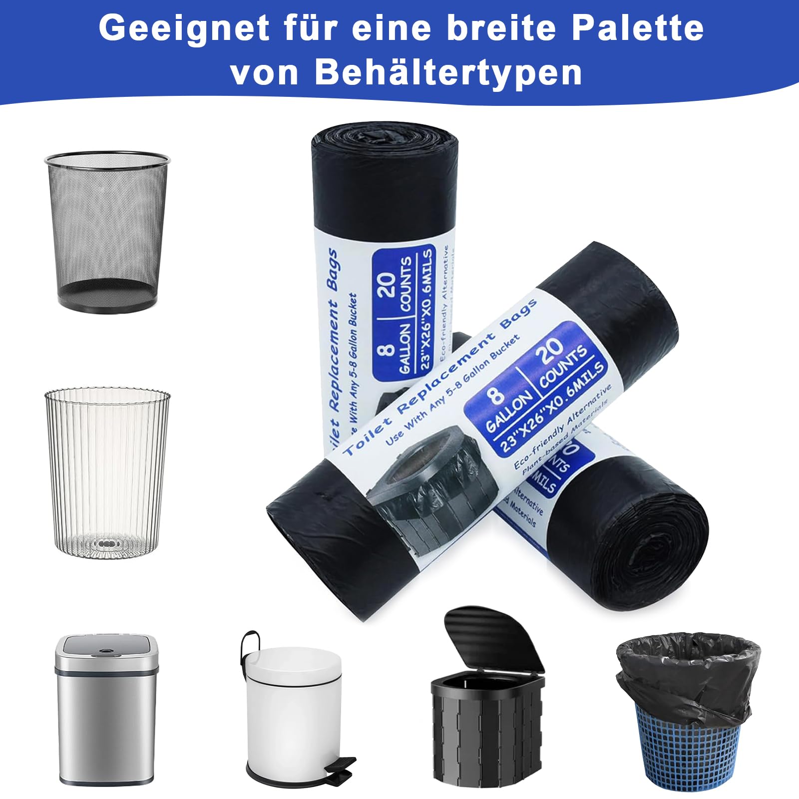 Sacchetti WC Da Campeggio Portatili WZFI - 100 Pezzi, 8 Galloni, Super Spessi, Per Toilette Chimiche