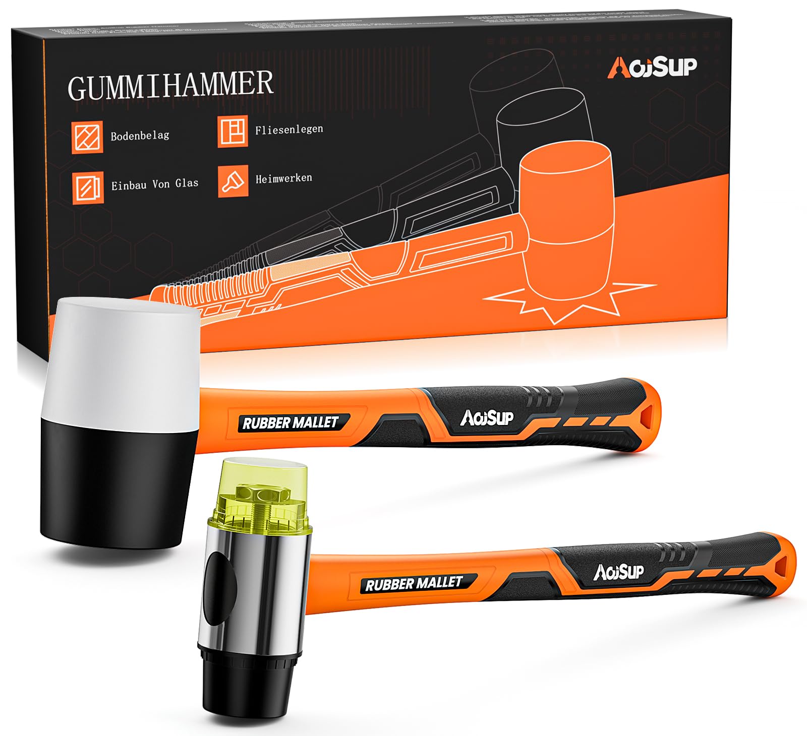 Set Martelli In Gomma 2 Pezzi | 45mm E 30mm Doppia Faccia | Con Impugnatura Ergonomica - Foto 12