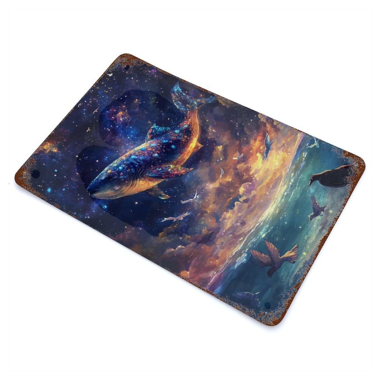 Whale in The Stars Retro Metal Sign 11.8"x7.9", Shabby Chic Decor for Garage, Pub Or Kitchen