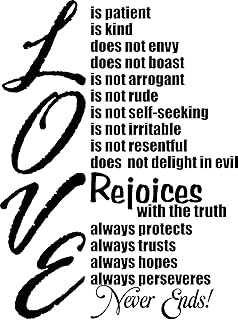 1 Corinthians 13. Love is.(7) Genesys Custom Items (22x30) Vinyl Wall Decal Decor 1 Corinthians 13:4-7. Includes Squeegee for Easy Application.