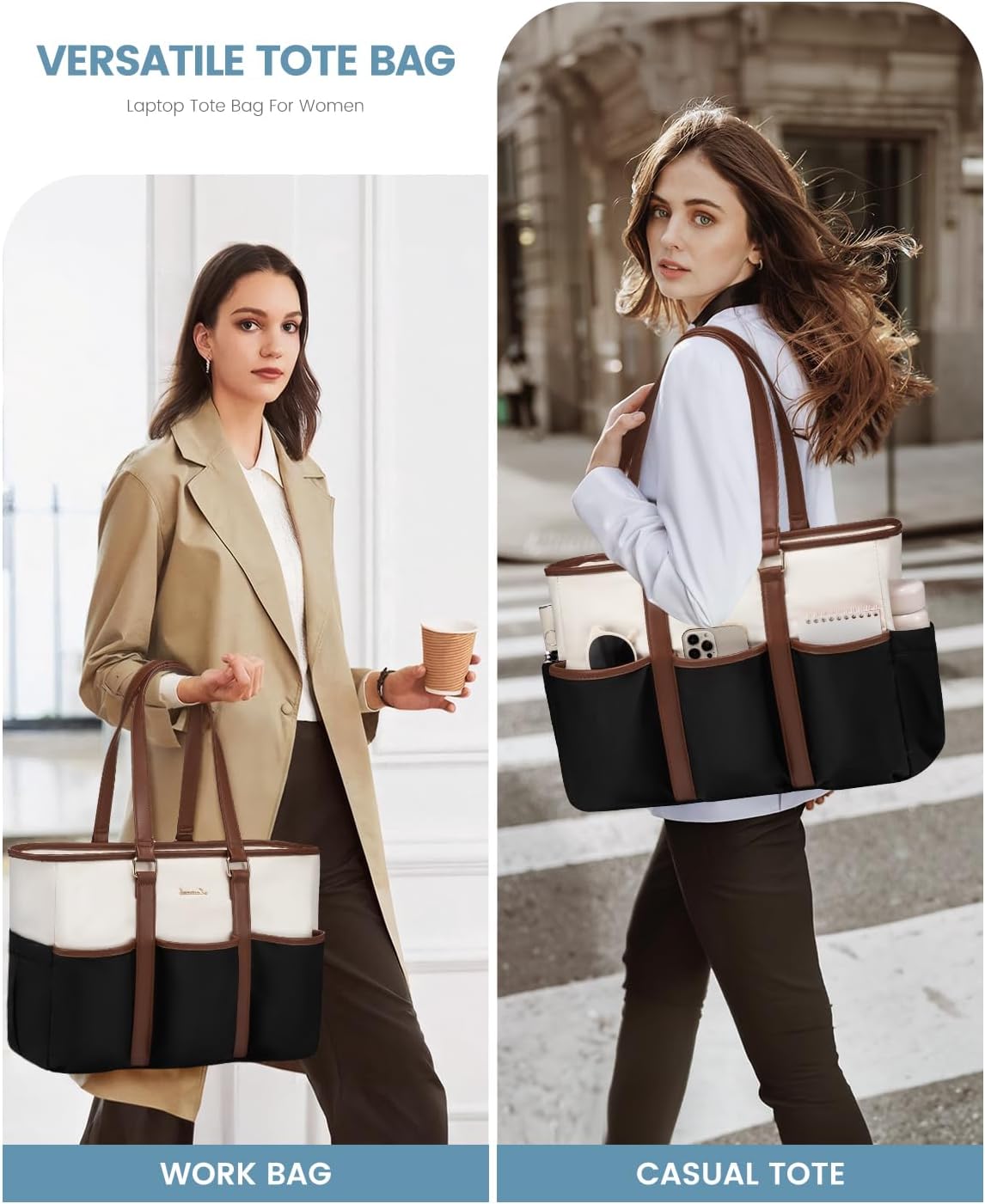 LOVEVOOK Teacher Tote Bag for Women Work, Nurse Laptop Bag for Women, Utility Everything Tote For Work/Travel/College/Daily, Professional Computer Purse Large Handbag With Multi Pockets - Image 9