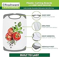 Vista 5 de Freshware Tablas de cortar para cocina, paquete de 3 tablas de cortar con diferentes tamaños, ranuras para jugos y asas antideslizantes, reversible