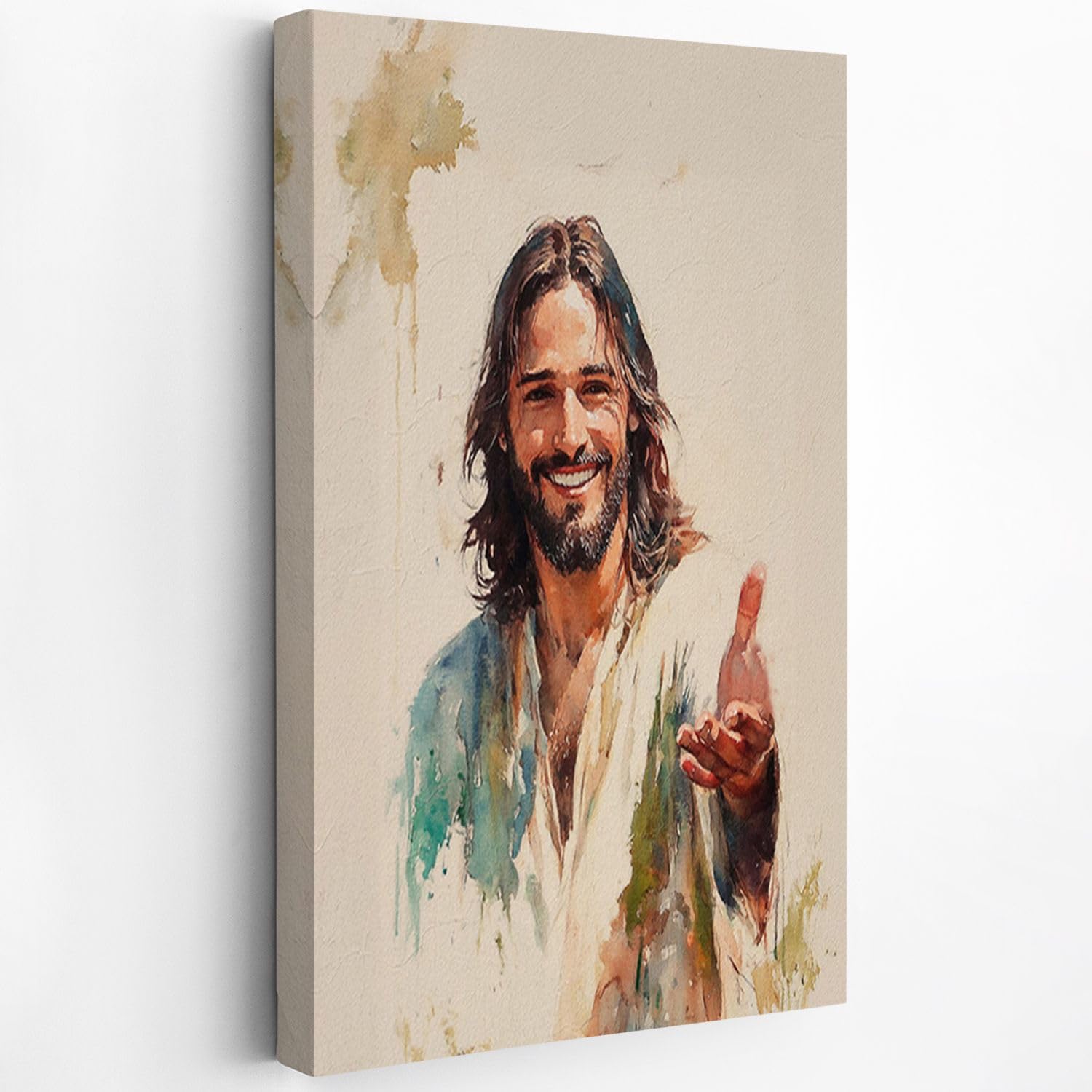 Fchen art Jesus Smiling with Outstretched Hands - Calling You Christian Wall Art Print - Easter Religious Decor for Church, Home & Hotel - 24"x36" Framed Canvas with Divine Invitation Theme