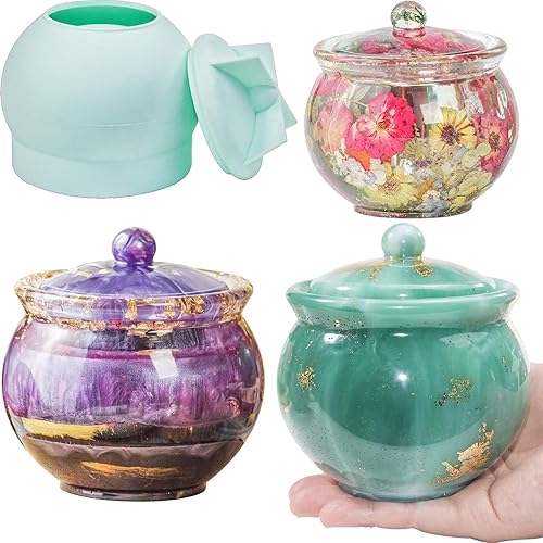 Moldes de resina para frascos extra grandes, moldes de silicona con tapa para fundición de resina epoxi para caja de almacenamiento de joyas,