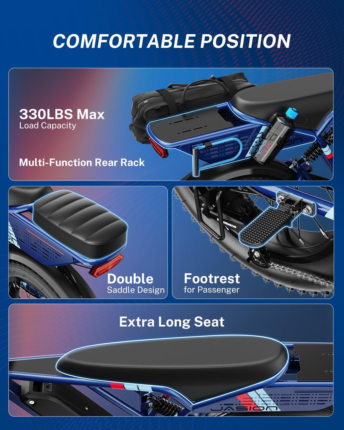 Jasion RetroVolt Electric Bike for Adults,【2000W Peak Motor & 30MPH & 70Miles】 Electric Mountain Bike, Full Suspension Ebikes for Adults, 20" Fat Tire Ebike with 48V 13Ah Battery Electric Dirt Bike