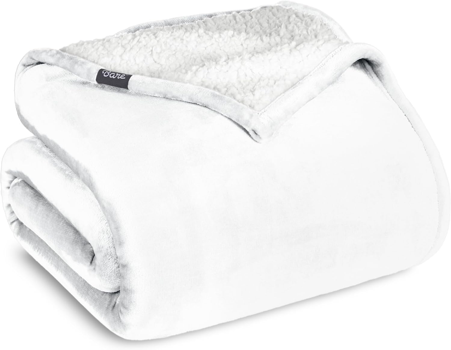 Bare Home Sherpa Fleece Blanket - Twin/Twin Extra Long - Blanket for Bed, Sofa, and Couch - Warm & Lightweight - Fluffy & Soft - Reversible (Twin/Twin XL, White)