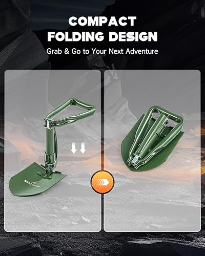 Miniatura 13 de DARTMOOR Mini pala plegable de acero de alto carbono, portátil, ligera, táctica al aire libre, supervivencia plegable, mini pala, herramienta