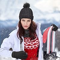 Vista 6 de 5 Pieces Women Winter Ski Outing Set, Knit Hat Scarf Gloves Earmuffs Stockings