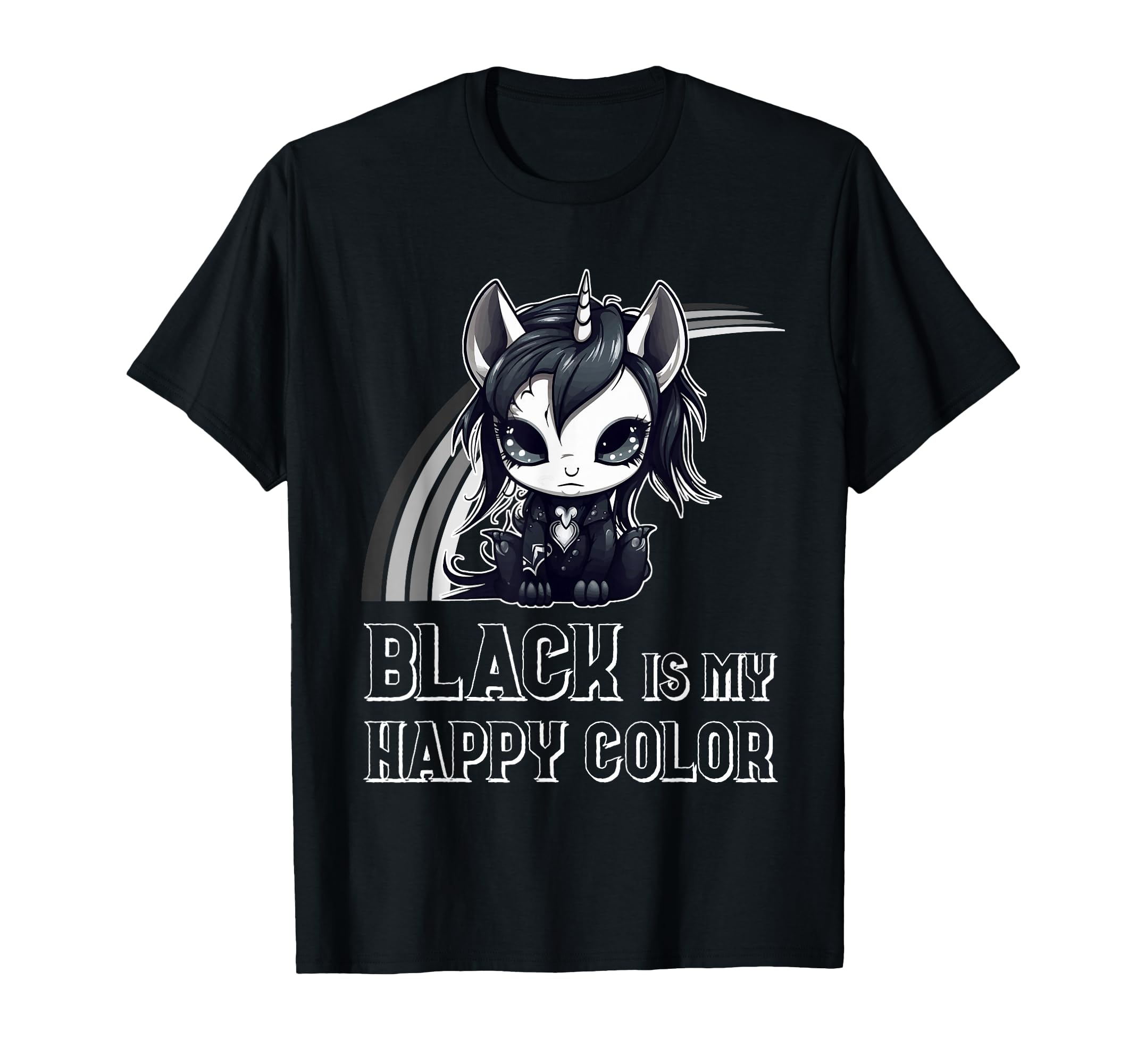 Black is My Happy Color Goth Girl Emo Gothic Unicorn T-Shirt