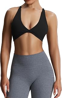 AOXJOX Sienna Twist Women's Low Impact Sports Bra - Buttery Soft Nylon Spandex Yoga Crop Tank