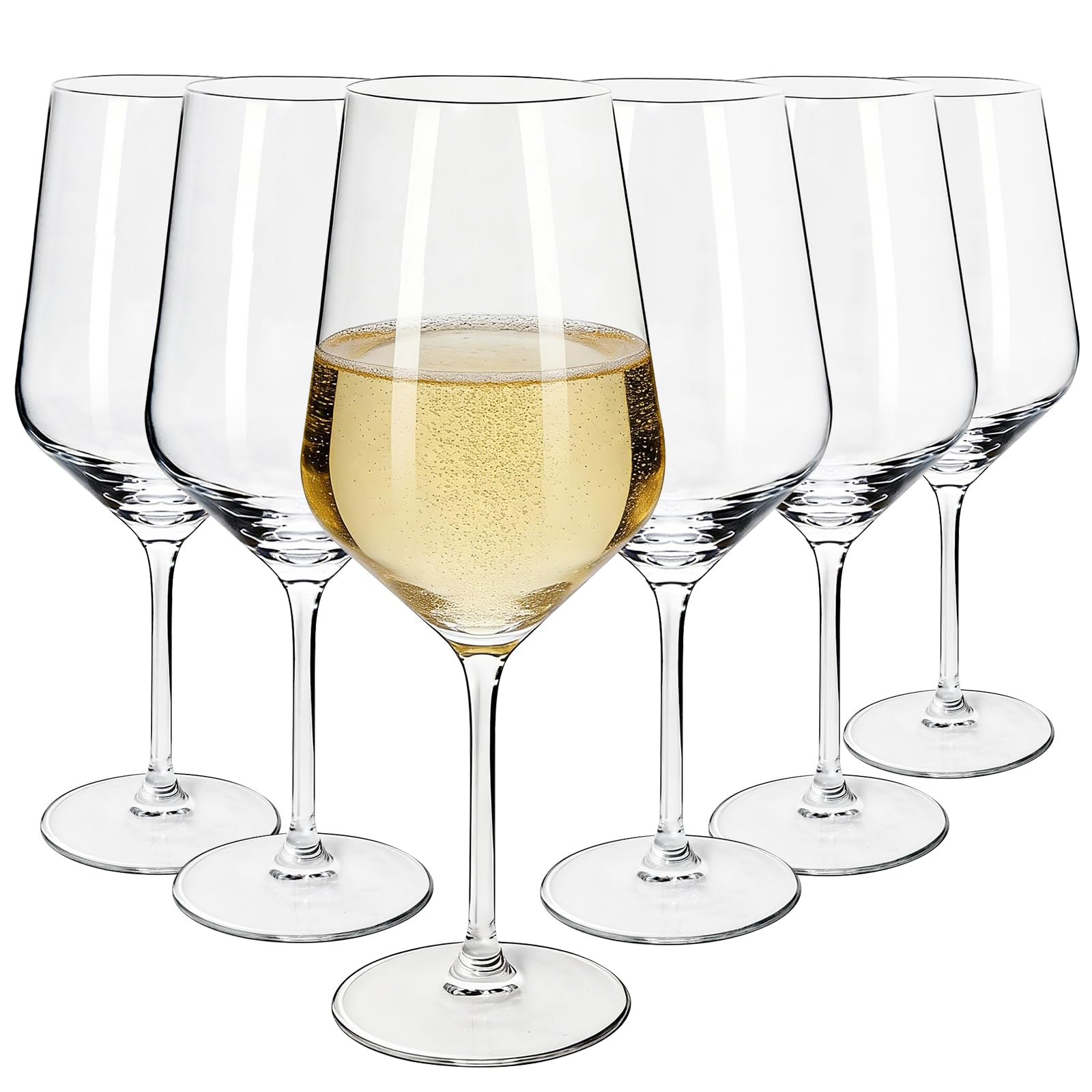 CHLJAR Weingläser 6er Set 410ml, elegante Weiße Weingläser, spülmaschinengeeignet, stossfest, stilvolles Design, ideal für Eigengebrauch&Geschenk, passend für Aperol Spritz und alle Weißweine