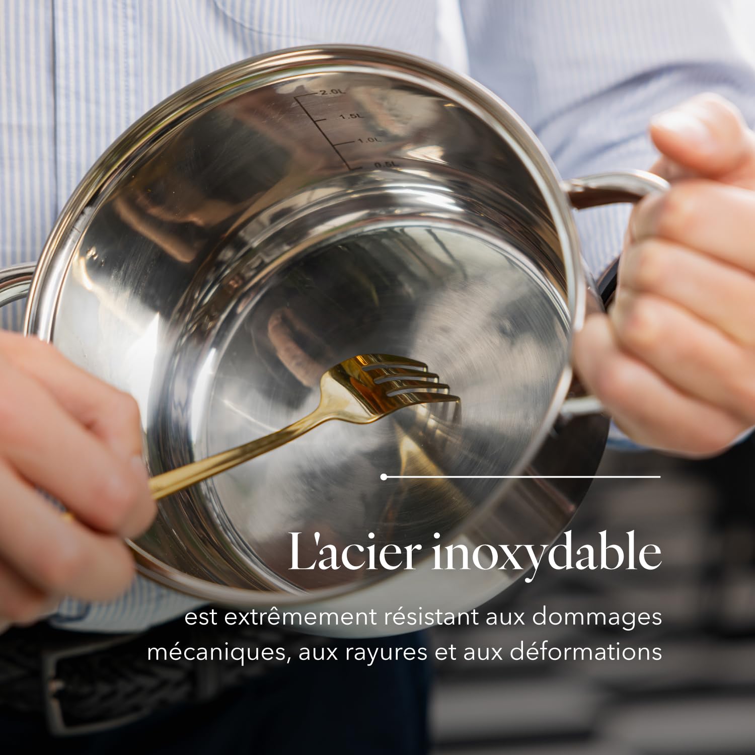 FLORINA - Ensemble de Casseroles (Lot de 8) I Casserole Inox POLPO I Pour Induction, Gaz I Avec Couvercle en Verre I Batterie de Cuisine I Acier Inoxydable