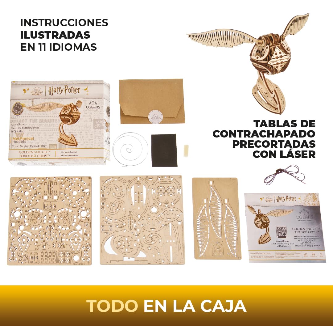 UGEARS Puzle de Madera 3D para Adultos de Harry Potter, modelismo, Golden Snitz, Kit para maqueta, Adultos, Manualidades para Adultos, Dia del Padre