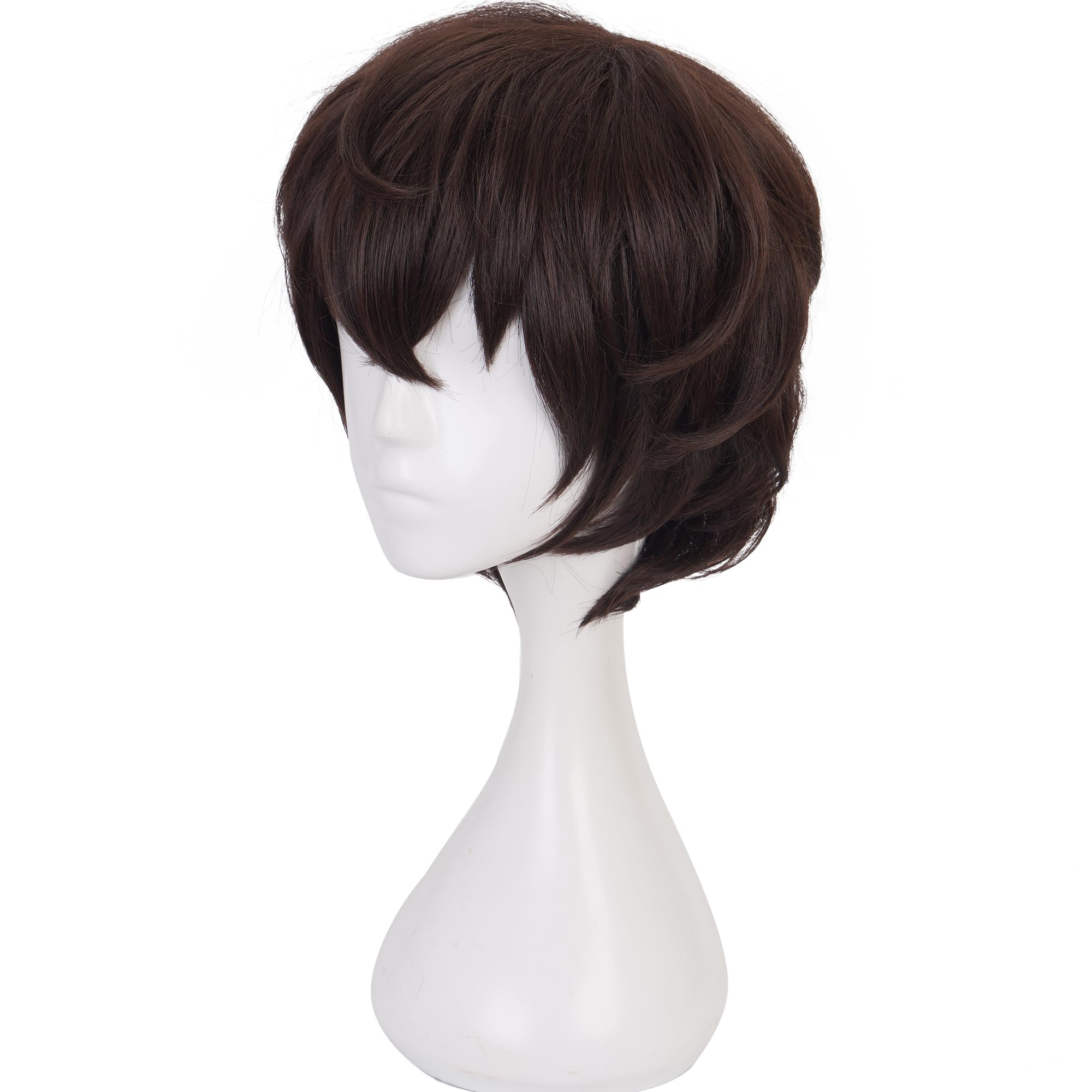 Amine Brown Short Curly Wigs with Bangs Heat Resistant Synthetic Universal Costume Hairs for Men Halloween Cos Anime Party Replacement Wigs - Image 4