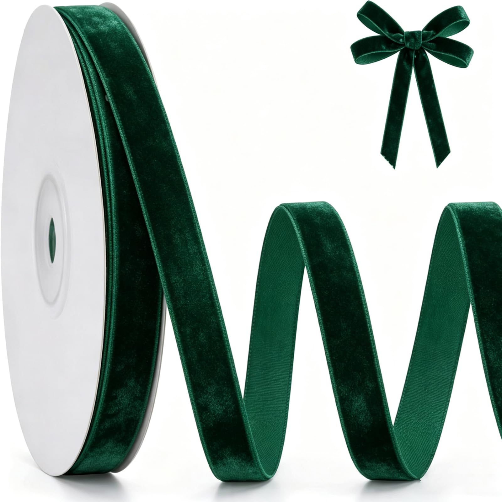 CYunhui Soft Velvet Ribbon for Gift Wrapping, Dark Green 15mm×10yard 1Roll