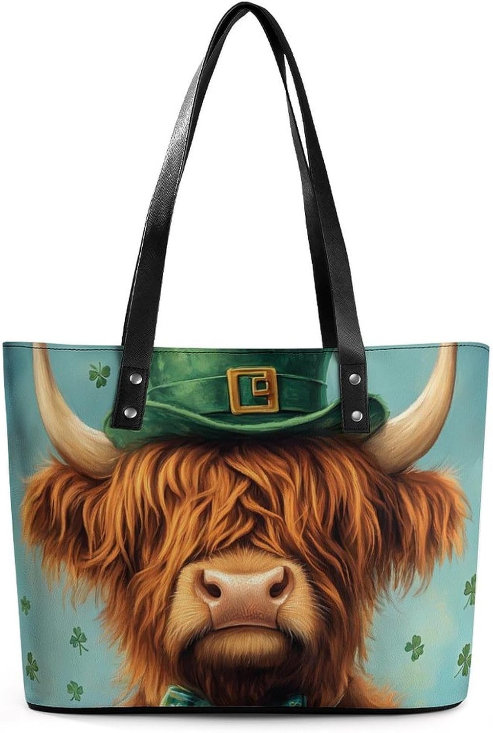 Highland Cow St Patricks Day Women's Satchel Handbags Tote Shoulder Bag Purses for Travel Shopping Work