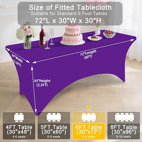 Miniatura 256 de Smiry Paquete de 2 manteles de elastano de 6 pies, elásticos ajustables, lavables y sin arrugas, rectangulares para mesa de patio, para exteriores,