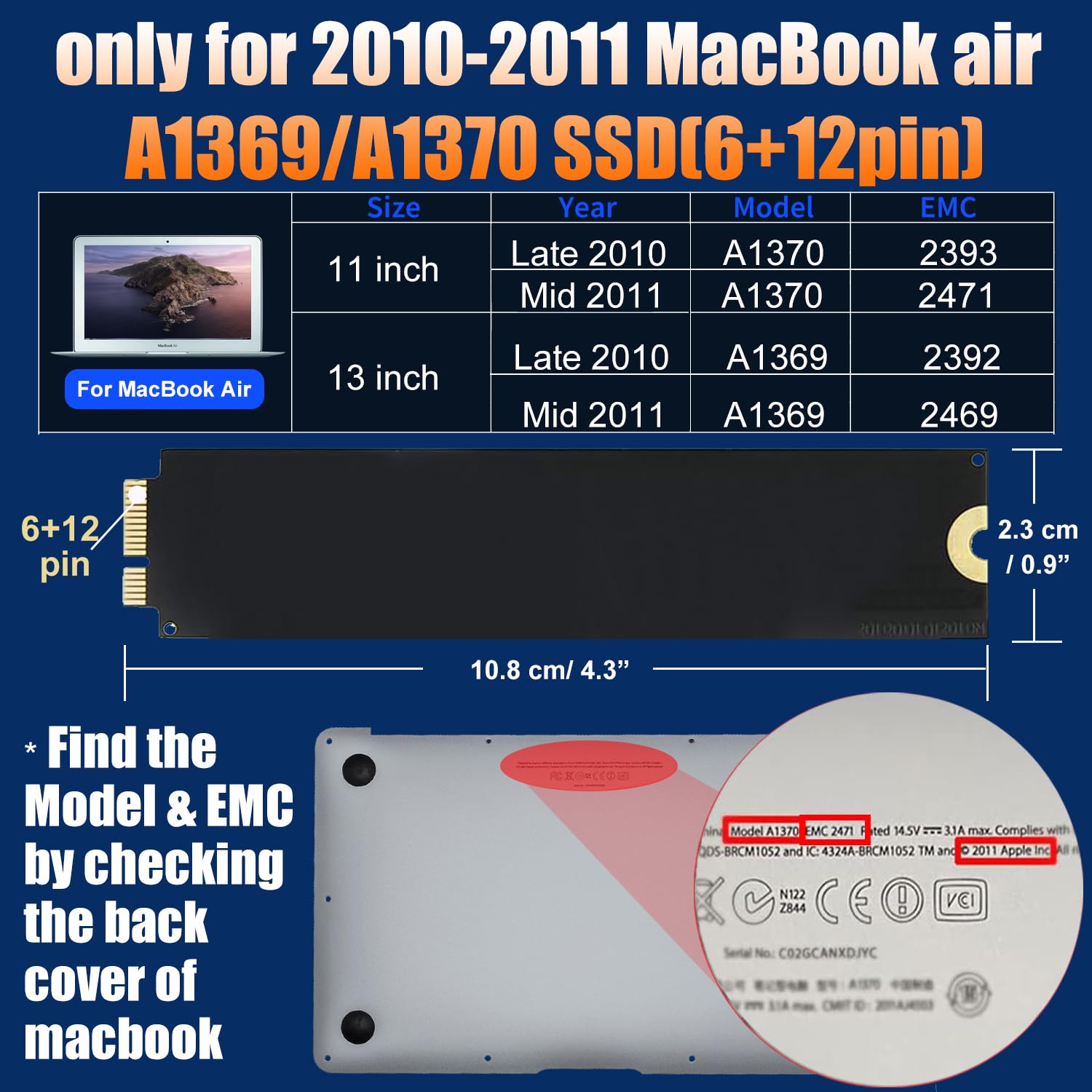 Amazon.com: Bitsjour MacBook SSD Enclosure for 6+12pin Apple 2010