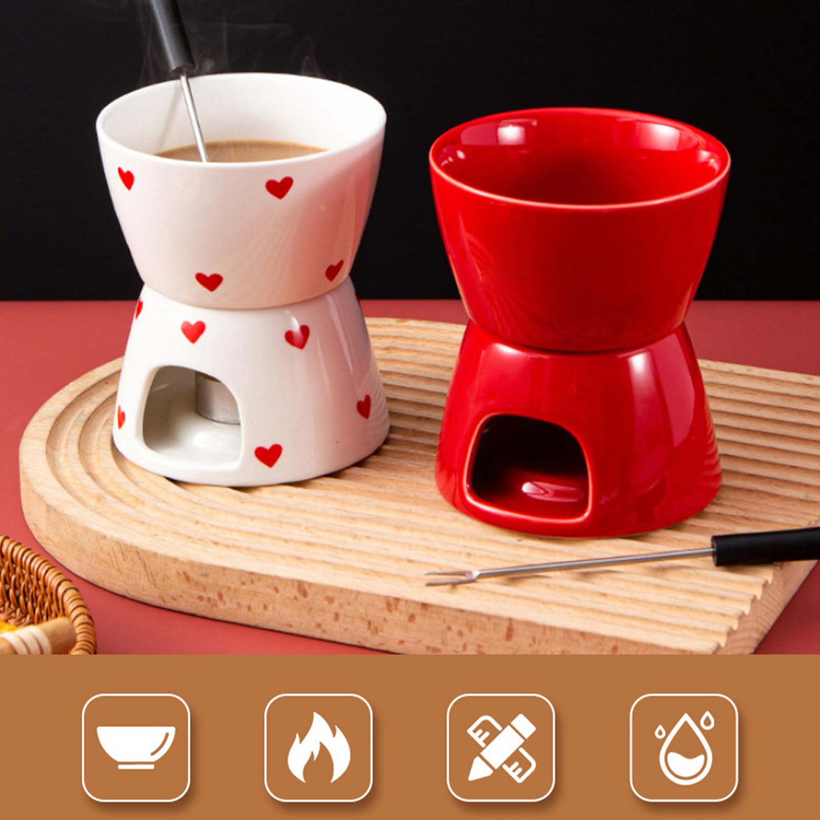 Tazza per sciogliere Cioccolato in Ceramica Resistente Calore per la Preparazione Dessert Fonduta capacità con distribuzione Uniforme del Calore Tazza per sciogliere Cioccolato