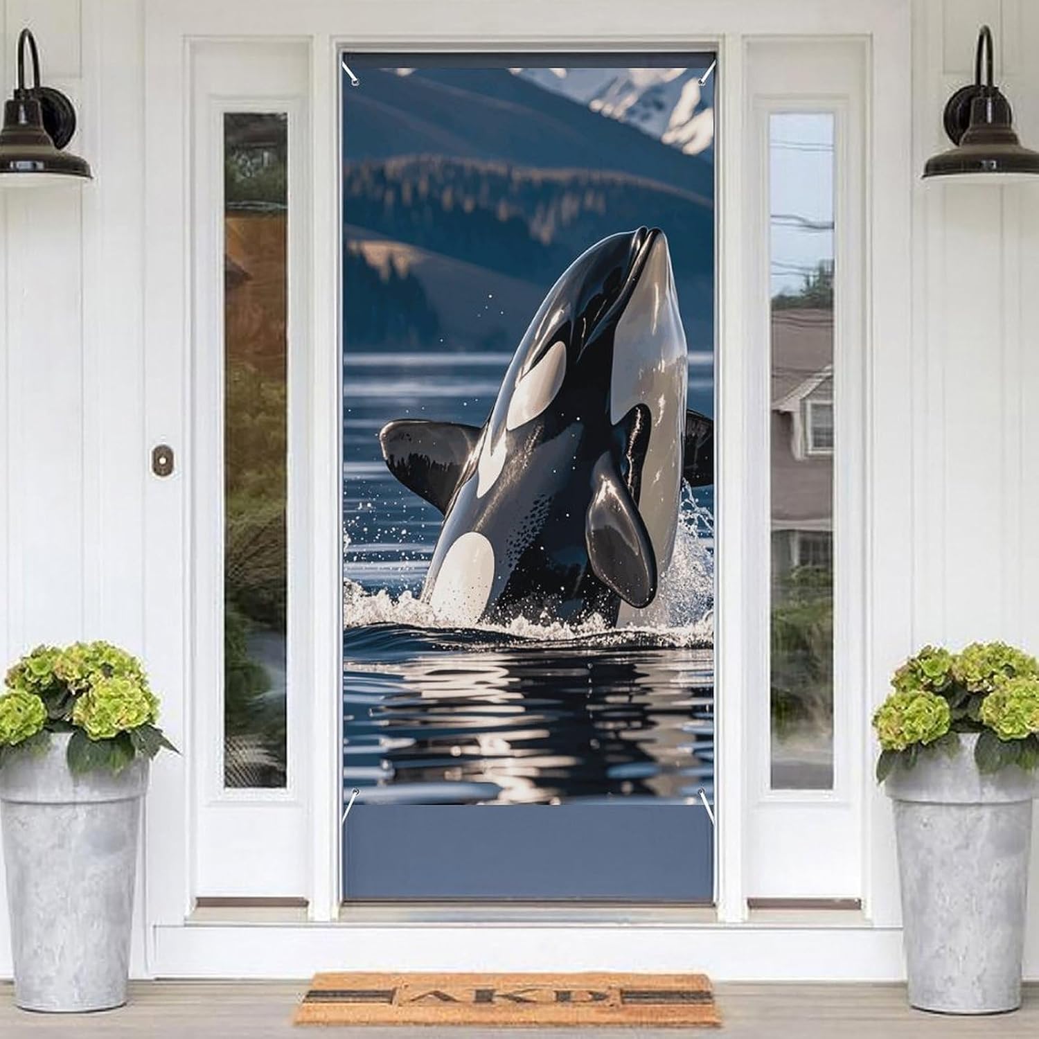 Orca Killer Whale Decoration Door Banner Welcome Door Cover image 3