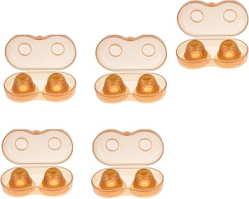 5 Pair Nipple Sucker Corrector for Inverted Puller or Extender Latch Assist Suckers with Dustproof Case for Woman Mother Breast Feeding Breastfeeding Light Brown