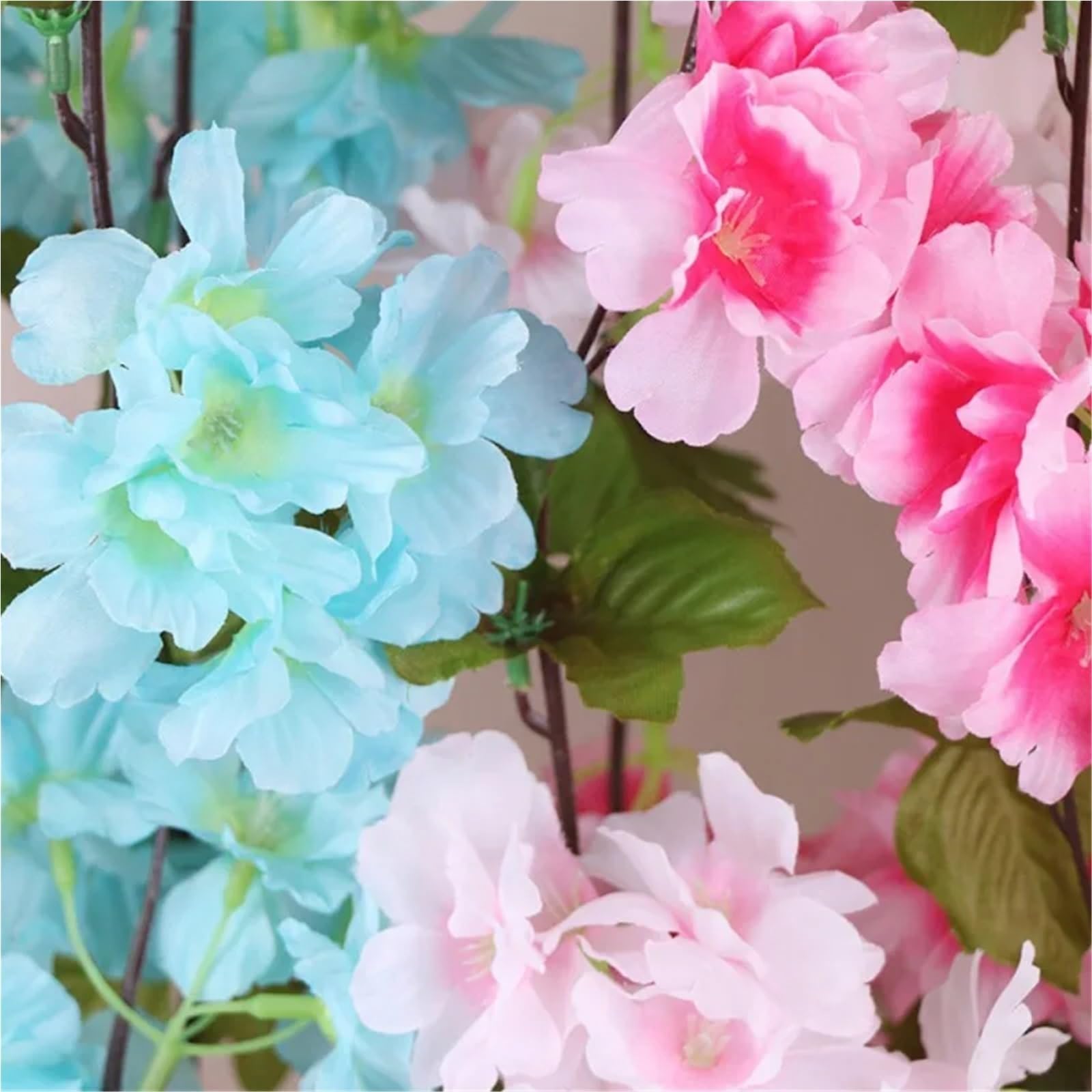 Künstliche Girlande Künstliche Blumenschnur, 230 cm, künstliche Sakura-Rankengirlande, Kirschblüten, Rankengirlande, Gartenbogen-Dekoration, künstliche Blumen(Rose Red,4pcs)