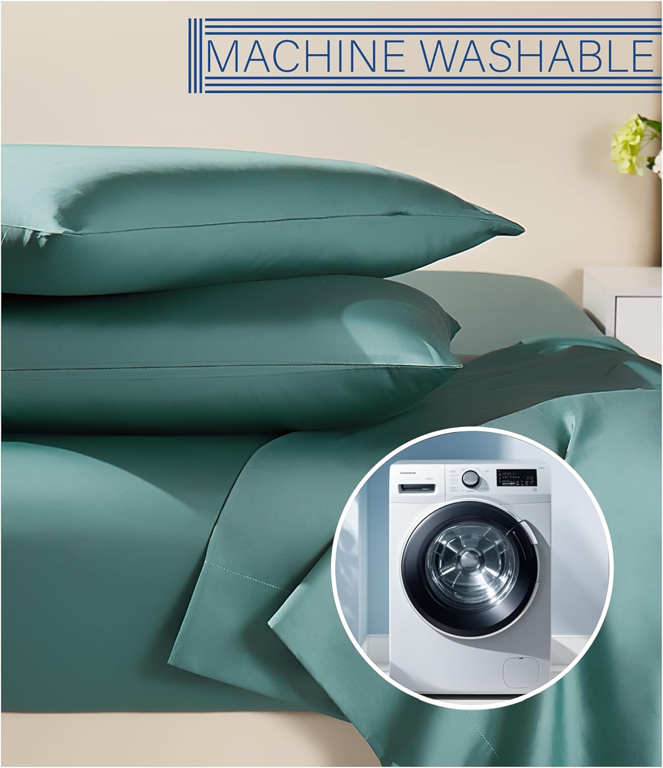 King Size Sheets Set Green 1000 Thread Count Egyptian Cotton Sheets Luxury 4PC Hotel Quality Deep Pocket King Sheet Set Soft Silky Cooling Satin Sheets - Image 6