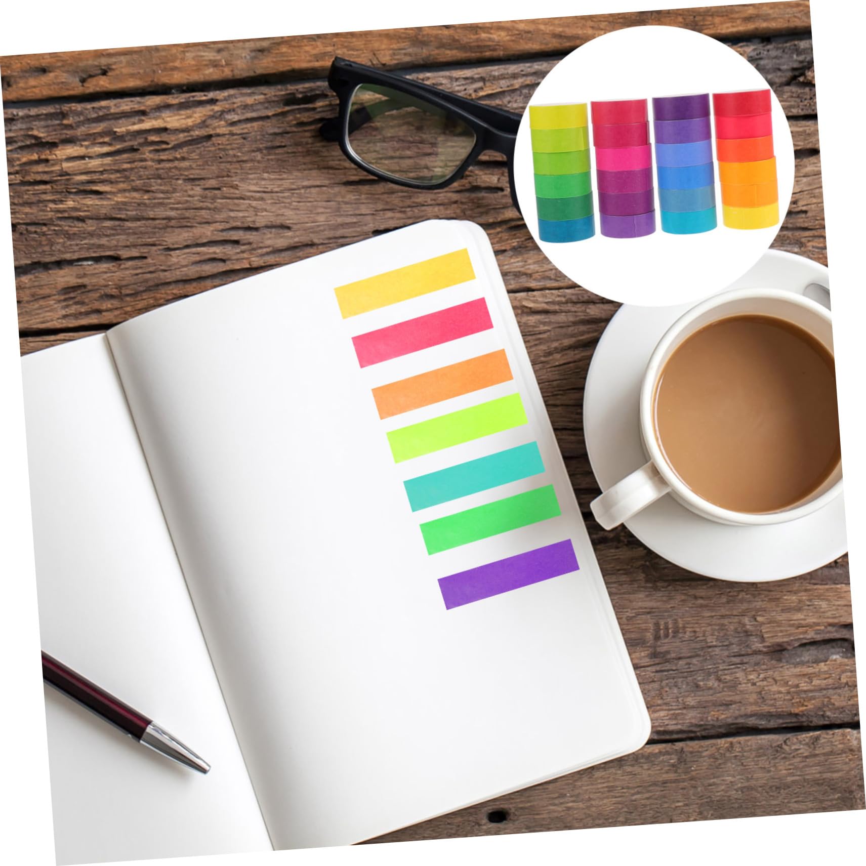 Washi Tape Selbstklebend 48 Rollen Einfarbiges Klebeband aus Papier und Einfach zu Schneiden für Hand Accounts und Dekoratives Basteln