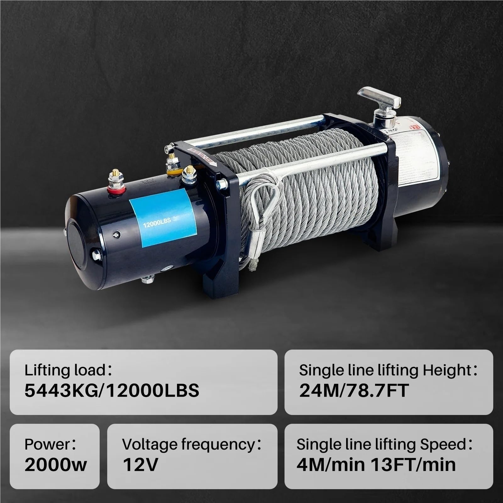 Wciągnik elektryczny Wciągarka na kable elektryczn Wciągarka elektryczna 12000lbs UTV ATV 12V