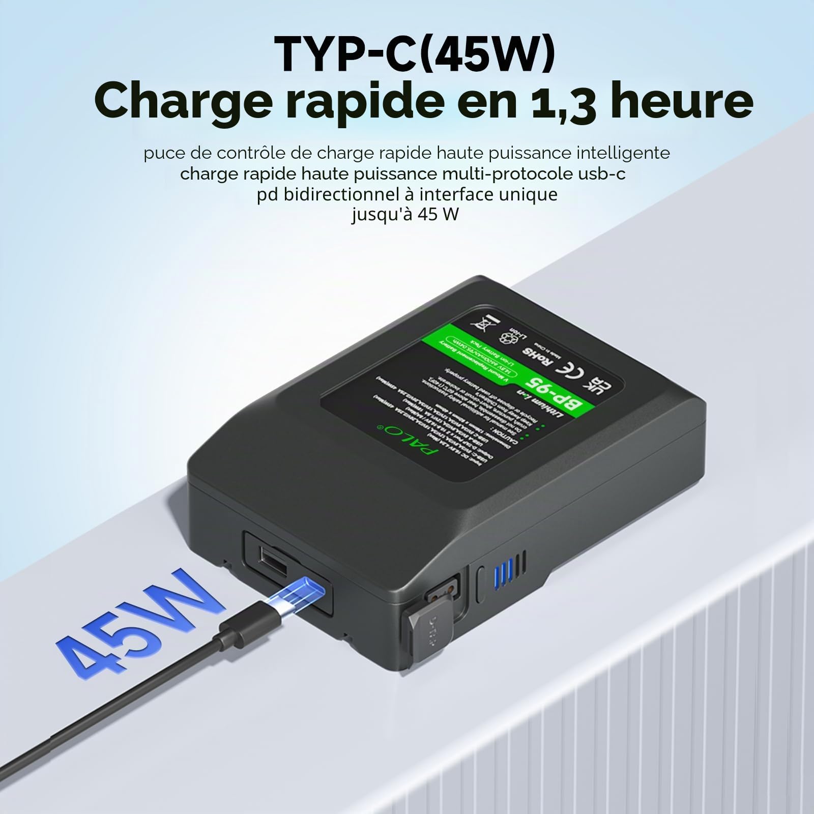 Lot de 2 Batteries V Mount/V Lock – 95 Wh 14,4 V 6600mAh Rechargeables Li-ION pour caméscope vidéo de Diffusion, Compatible avec Sony HDCAM, XDCAM, caméras numériques cinéma et Autres caméscopes