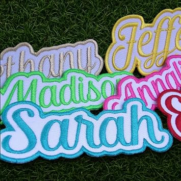Evamall Custom Embroidered Patches, Text Logo Patches, Custom Patch Design Your Own, Personalized Name Patches, Customized Any Shape Iron On Sew On Hook and Loop Work Shirt Hat Patch