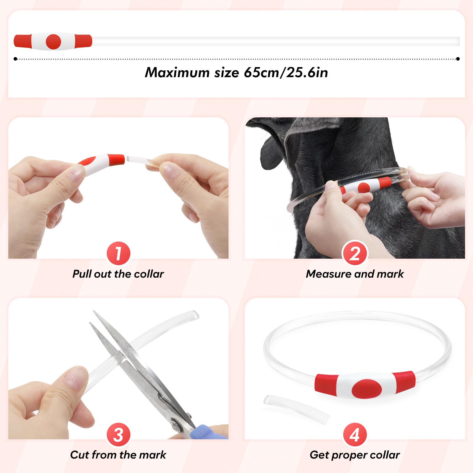 BSEEN Collar de luz LED recargable para perro, collar intermitente para mascotas, collar brillante de TPU recortable para perros pequeños, medianos y grandes (rojo)