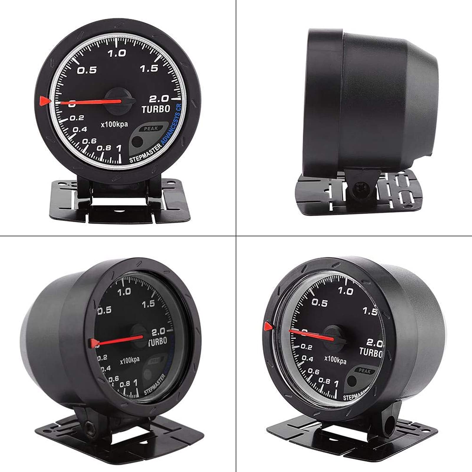 Misuratore di Pressione del Manometro Turbo Boost 0‑200 Kpa Retroilluminazione a LED 60 Mm/2,5 Pollici di Diametro Universale per Auto 12V