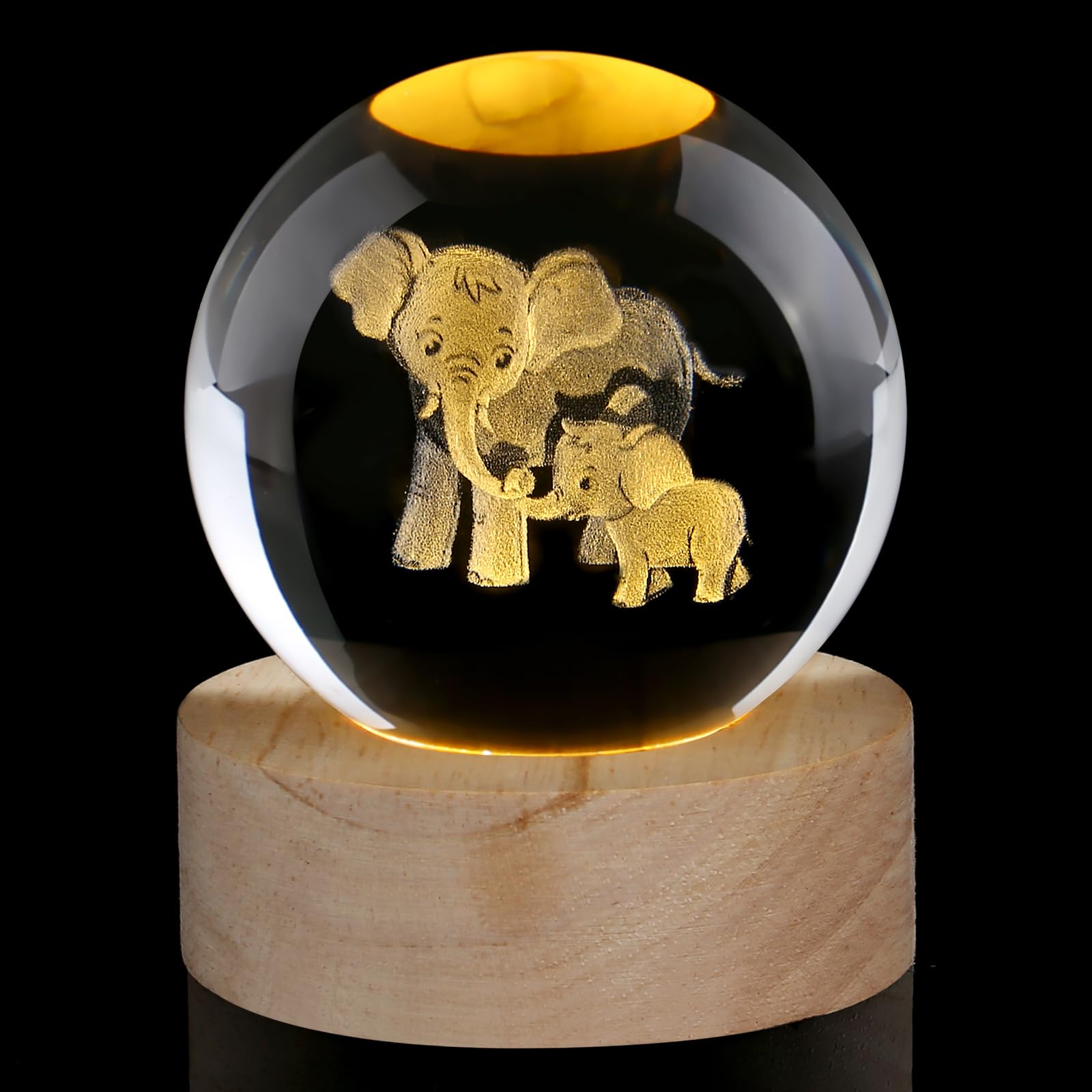 AWARDSEN Elephant Crystal Ball Elephant Gifts for Women Mum Gifts for Birthday Mothers Day Gifts from Daughter Son Elephant Ornament Animals Ornaments Glass Paperweights