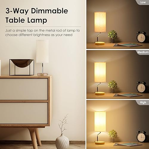 Miniatura 8 de Lámpara de mesita de noche inteligente mejorada con cargador inalámbrico y puerto USB, lámpara de escritorio LED de control táctil para dormitorio,