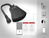 Vista 4 de Monster Enchufe inteligente para exteriores, 3 salidas, control de voz compatible con Alexa y Google Assistant, programación, control