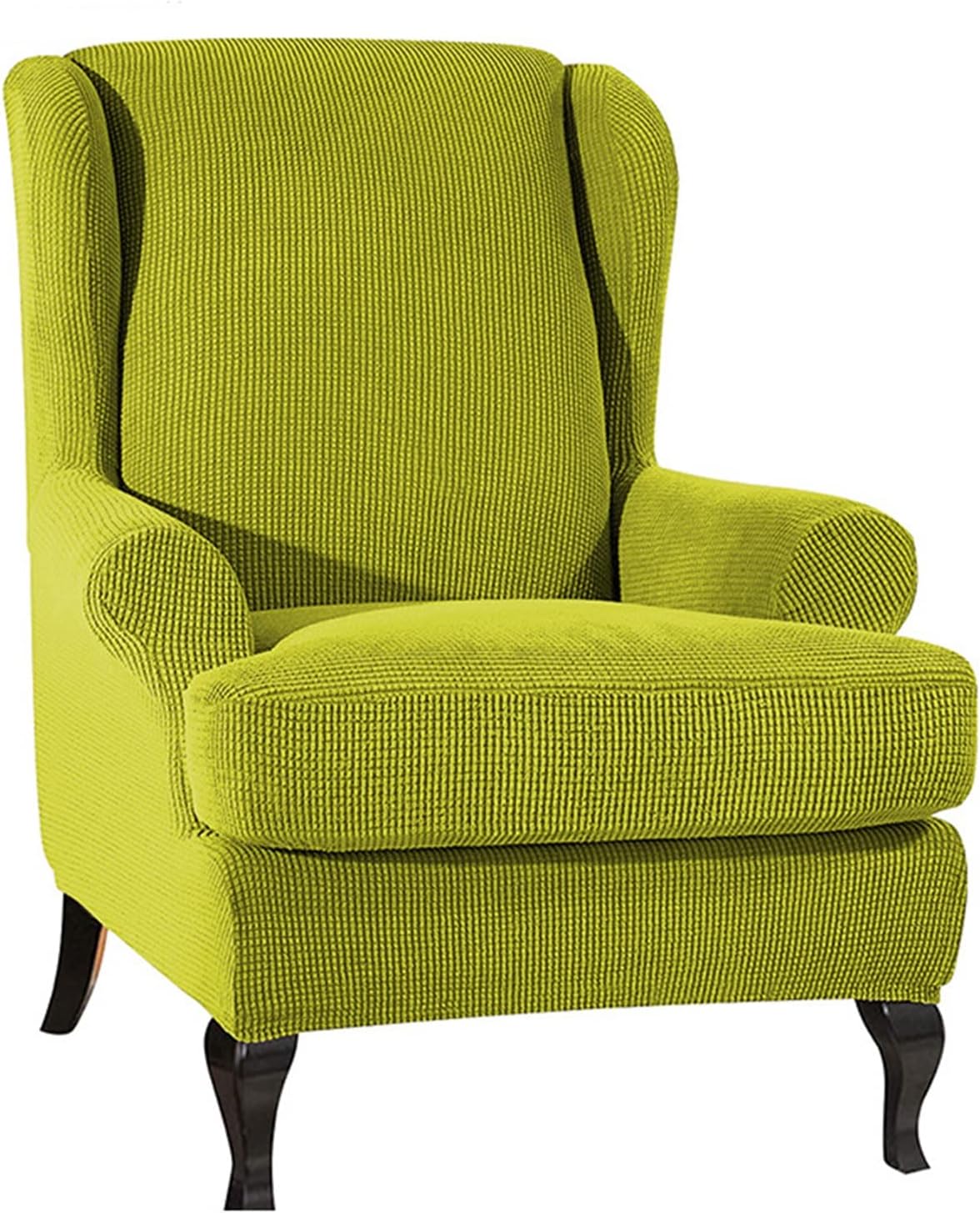 Konsilsa Wingback Chair Slipcover,Elastic Armchair Cover 2-Piece Stretch Wing Chair Slipcover Spandex Furniture Protector with Elastic Bottom (Color : C)