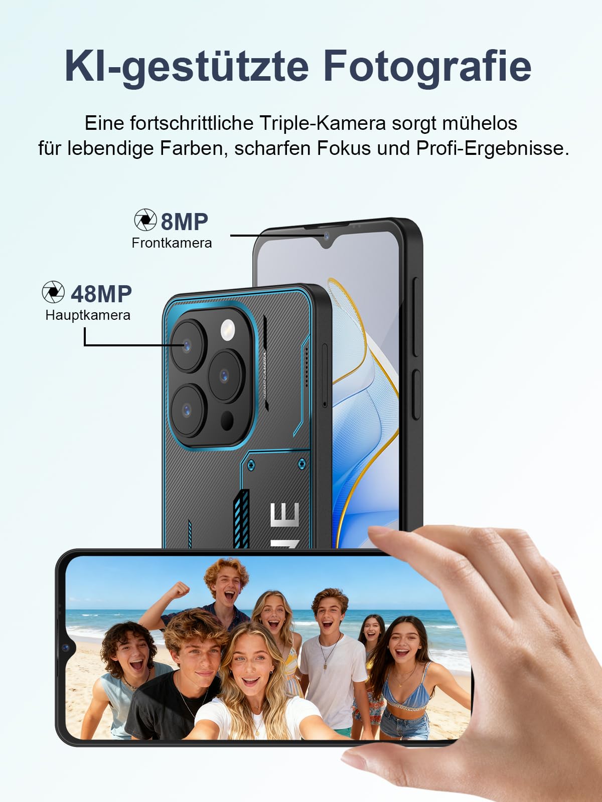 invens Note 12P Smartphone Ohne Vertrag, 16GB RAM 128GB ROM, 6.56" HD+ Display, 48MP+8MP Kamera, 5000mAh Akku, Android 15 Handy günstig, Dual SIM, 5GHz WLAN, Face ID/Fingerabdruck/GPS (Cyber Red)