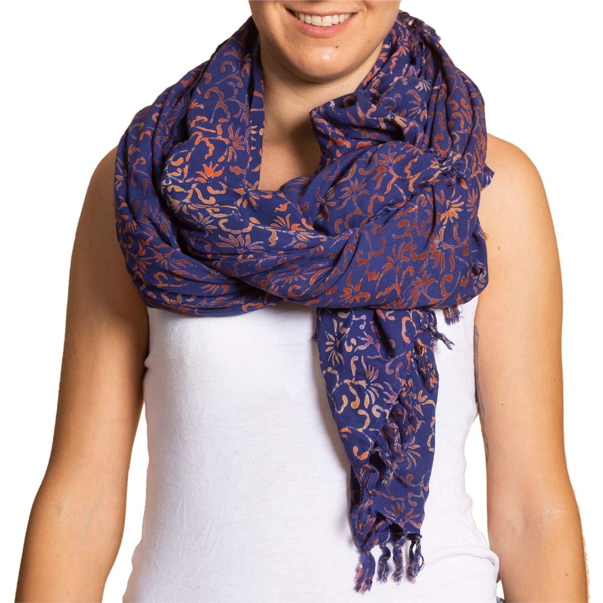 PANASIAM Scarf Batik 190X116cm, B027 Golden flower, L