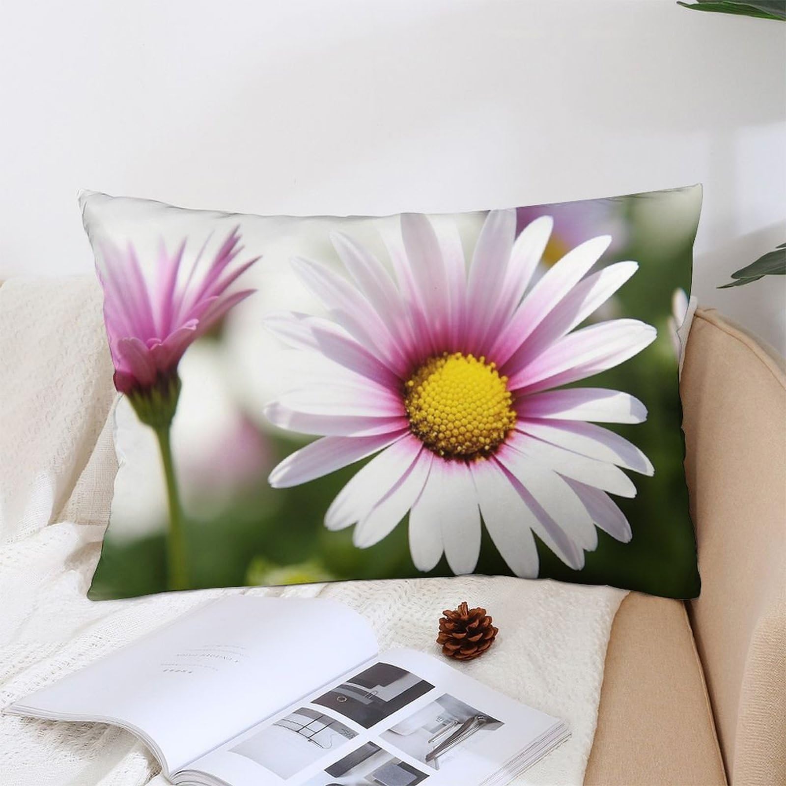 NTVOWPZO Decoration Throw Pillow Covers 12 "x20 Pillowcases Covers Daisy Flower Soft Pillowcases Modern Farmhouse Home Decor Sofa Cushions Covers for Couch Bed Living Room