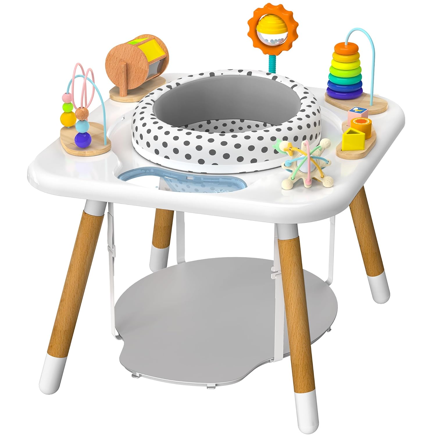 Kizfarm 3-Stage Baby Activity Center Montessori-Inspired Design 7 Interactive Toys with Teether Exersaucer Toddler Table Shower Gift 3
