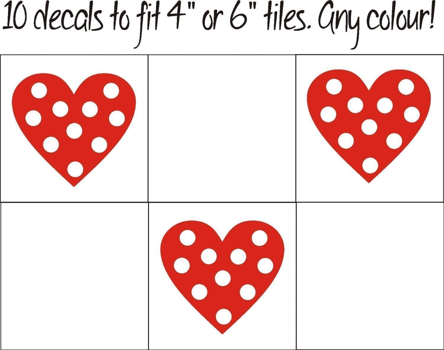 FSSS Ltd 10 x Heart Polka Dot Tile transfer stickers kitchen bathroom shabby chic home (BURGUNDY, 80mm)