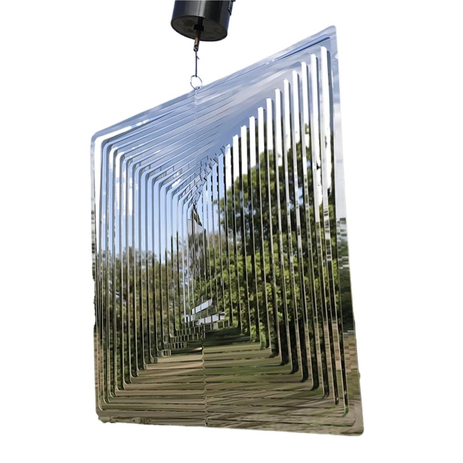 Outdoor Wind Chimes Wind Spinner Chime Heart Square Drop Shape Stainless Steel Rotating WindChime For Both Outdoor Garden And Indoor(Color02)