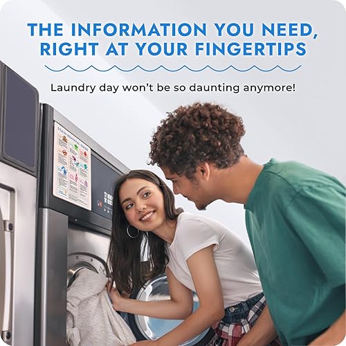 Miniatura 7 de Hoja de trucos de lavandería para eliminar manchas - Imanes de lavandería para lavar ropa en casa, dormitorios y lavanderías - Guía de símbolos de